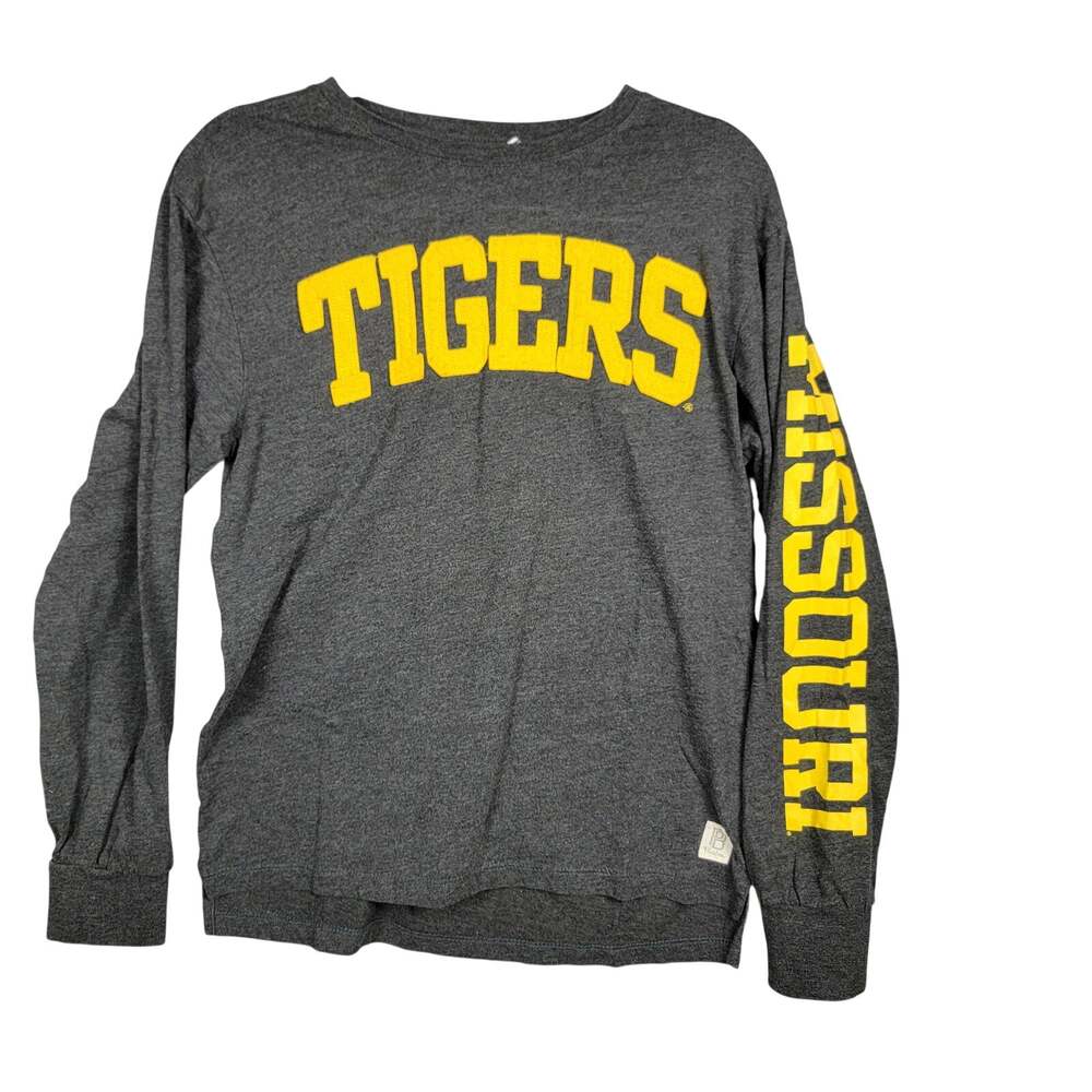 Pressbox Missouri Tigers Mens Long Sleeve Tee Medium Gray Black Gold Felt
